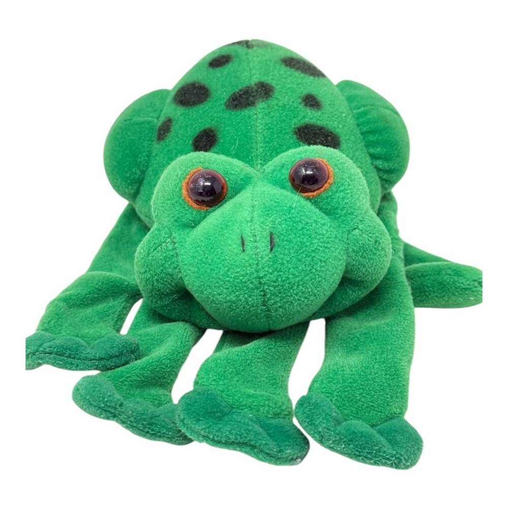 Plush Creations Green Spotted Frog Glove Puppet Stuffed Animal Plush Toy 1993